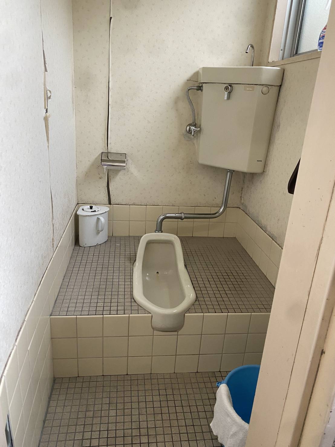 既存トイレ （和式便器と段差のある床）