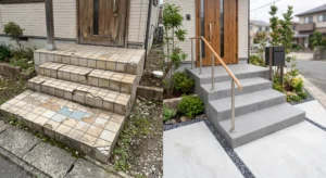 【宇都宮の事例掲載】玄関アプローチ・階段タイルの補修とリフォーム費用相場！ひび割れ・剥がれ防止と滑り止め対策